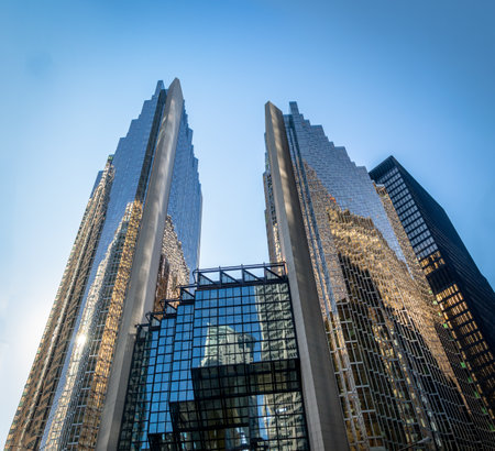 Modern skyscrapers in the Financial District of downtown Toronto - Toronto, Ontario, Canadaのeditorial素材
