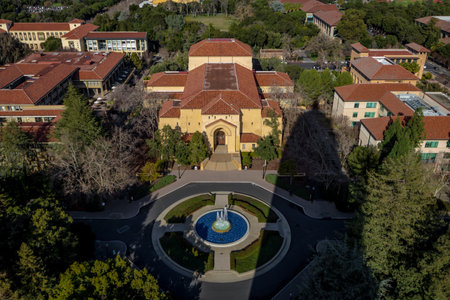 Aerial view of Stanford University Campus - Palo Alto, California, USAのeditorial素材