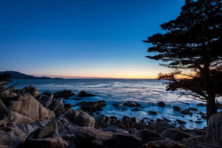 Pescadero Point sunset view at along famous 17 Mile Drive - Monterey, California, USAの写真素材