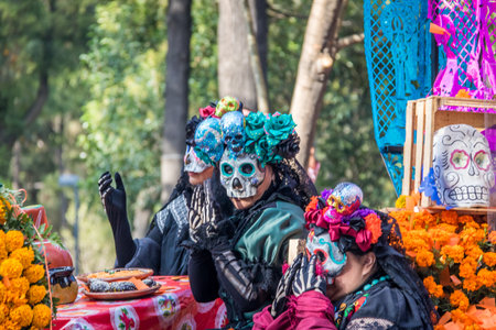 Day of the Dead (Dia de los Muertos) parade in Mexico city - Mexicoのeditorial素材