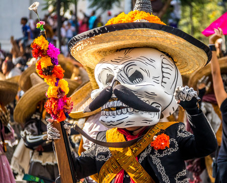 Day of the Dead (Dia de los Muertos) parade in Mexico city - Mexicoのeditorial素材