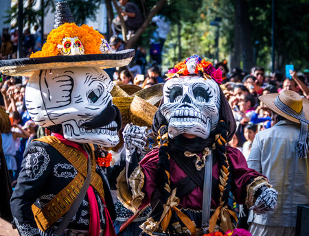 Day of the Dead (Dia de los Muertos) parade in Mexico city - Mexicoのeditorial素材