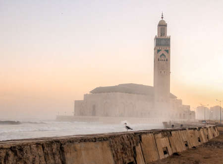 Sunrise at Hassan II Mosque -Casablanca, Moroccoの写真素材