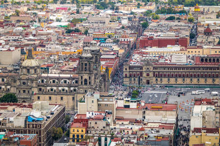 Aerial view of Mexico City Zocalo and Cathedral - Mexicoの写真素材