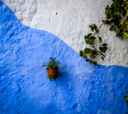 Wall detail on Chefchaouen Blue Medina - Moroccoの写真素材