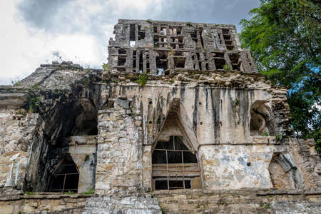 Temples of the Cross Group at the Mayan ruins of Palenque - Chiapas, Mexicoの写真素材