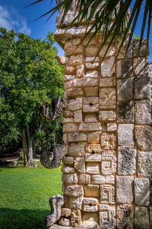 Stone mask at Chichen Itza - Yucatan, Mexicoの写真素材