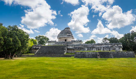 Mayan observatory ruins at Chichen Itza - Yucatan, Mexicoの写真素材