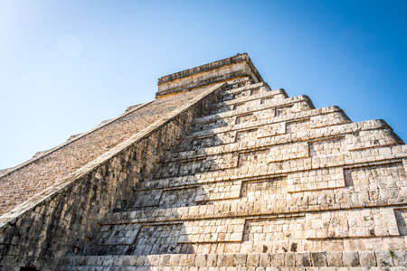 Mayan Temple pyramid of Kukulkan - Chichen Itza, Yucatan, Mexicoの写真素材
