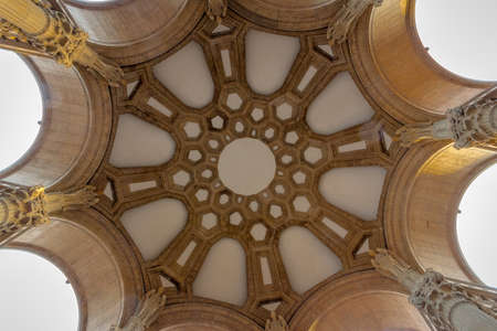 Dome ceiling of the Palace of Fine Arts - San Francisco, California, USAの写真素材