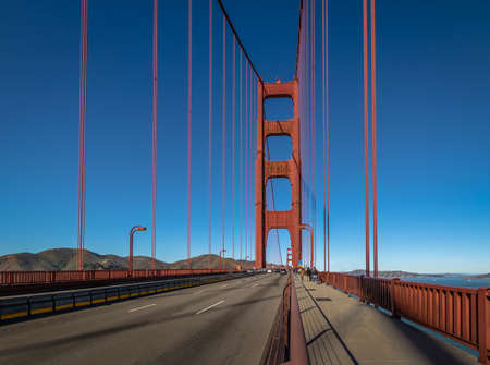 Traffic at Golden Gate Bridge - San Francisco, California, USAの写真素材