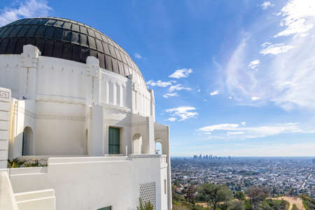 Griffith Observatory and city skyline - Los Angeles, California, USAの写真素材