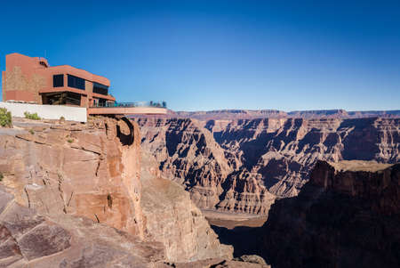 Skywalk glass observation bridge at Grand Canyon West Rim - Arizona, USAの写真素材