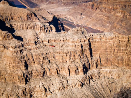 Helicopter flying over Grand Canyon West Rim - Arizona, USAの写真素材