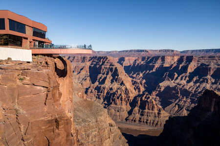 Skywalk glass observation bridge at Grand Canyon West Rim - Arizona, USAの写真素材
