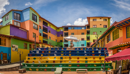 Plaza de los Zocalos - Guatape, Colombiaのeditorial素材