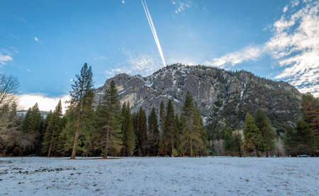 Yosemite Valley Rock Formations at winter - Yosemite National Park, California, USAの写真素材