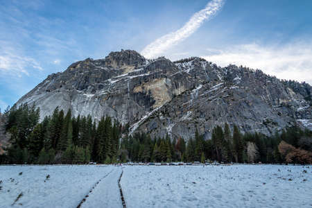 Yosemite Valley Rock Formations at winter - Yosemite National Park, California, USAの写真素材