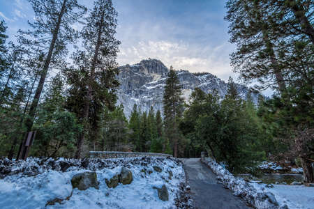 Yosemite Valley Rock Formations at winter - Yosemite National Park, California, USAの写真素材