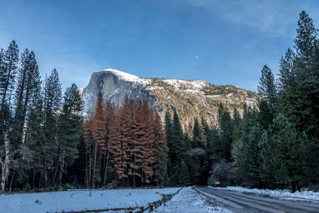 Half Dome at winter  - Yosemite National Park, California, USAの写真素材