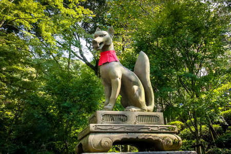 Fox Statue in Fushimi Inari Shrine - Kyoto, Japanの写真素材
