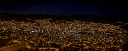 Panoramic view of La Paz at night - La Paz, Boliviaの写真素材