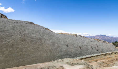 Dinosaur tracks on Cal Orcko Wall - Sucre, Boliviaの写真素材