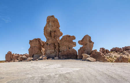 Rock formations in Bolivean altiplano - Potosi Department, Boliviaの写真素材
