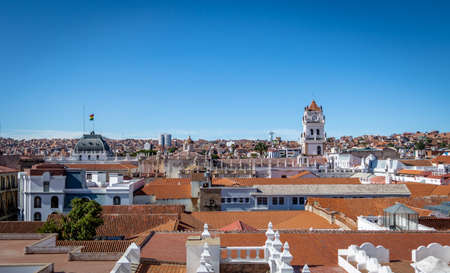 Aerial view of Sucre from San Felipe Neri Monastery Terrace - Sucre, Boliviaの写真素材