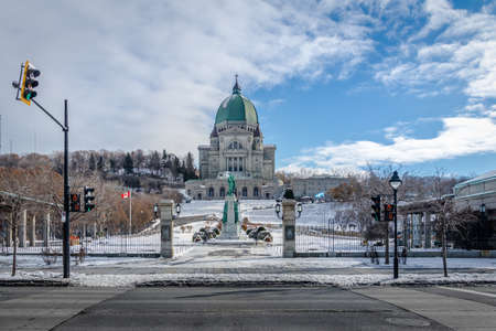 Saint Joseph Oratory with snow - Montreal, Quebec, Canadaの写真素材