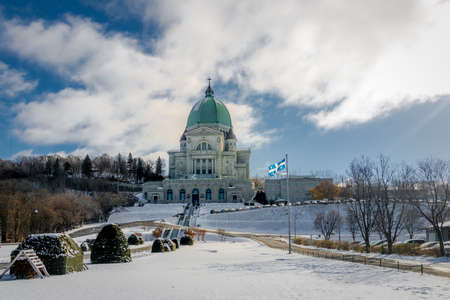 Saint Joseph Oratory with snow - Montreal, Quebec, Canadaの写真素材