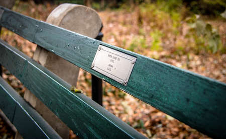 Central Park Bench Plaqueの写真素材