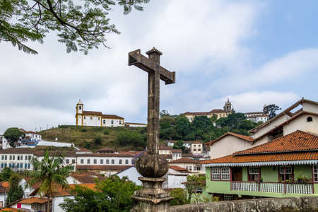 Ponte de Antonio Dias (Antonio Dias Bridge) and Merces de Baixo Church - Ouro Preto, Minas Gerais, Brazilの写真素材
