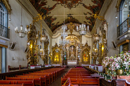 Interior of Cathedral Basilica of Our Lady of the Pillar (Cathedral Basilica of Our Lady of the Pillar) - Sao Joao Del Rei, Minas Gerais, Brazilのeditorial素材