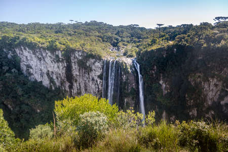 Waterfall of Itaimbezinho Canyon at Aparados da Serra National Park - Cambara do Sul, Rio Grande do Sul, Brazilの写真素材