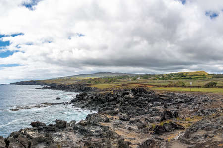 Rocky Coast of Easter Island - Easter Island, Chileの写真素材