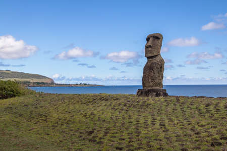 Moai Statue of Ahu Akapu - Easter Island, Chileの写真素材