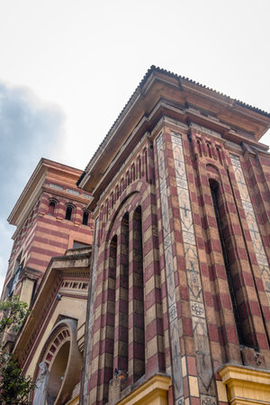 Facade Detail of Las Nieves Church - Bogota, Colombiaのeditorial素材