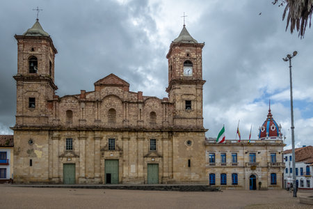 Diocesan Cathedral of Zipaquira (Cathedral of the Most Holy Trinity) at main square - Zipaquira, Colombiaのeditorial素材