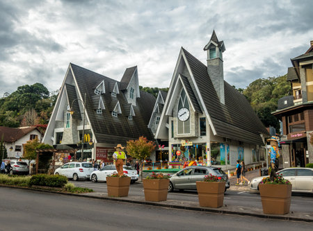 Street and architecture of Gramado city - Gramado, Rio Grande do Sul, Brazilのeditorial素材