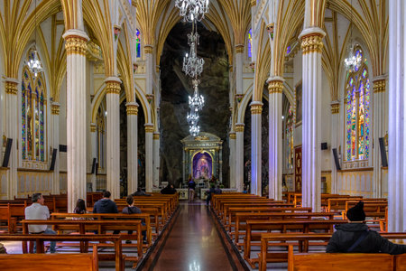 Interior of Las Lajas Sanctuary - Ipiales, Colombiaのeditorial素材