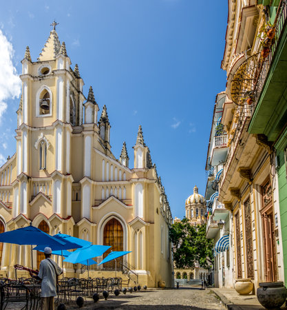Santo Angel Custodio Church with Revolution museum Dome on background - Havana, Cubaのeditorial素材