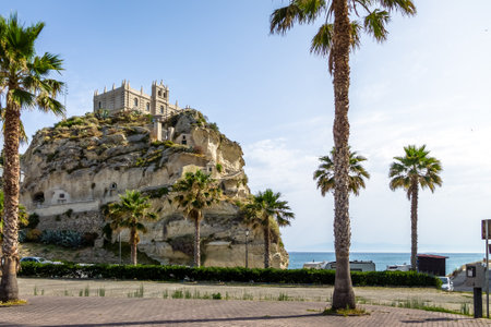 Santa Maria dell'Isola Church in Tropea beach - Calabria, Italyのeditorial素材