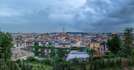 Rome aerial cityscape view from Pincio Hill at sunset - Rome, Italyの写真素材