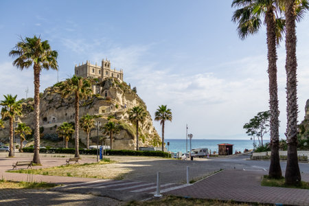 Santa Maria dell'Isola Church in Tropea beach - Calabria, Italyのeditorial素材