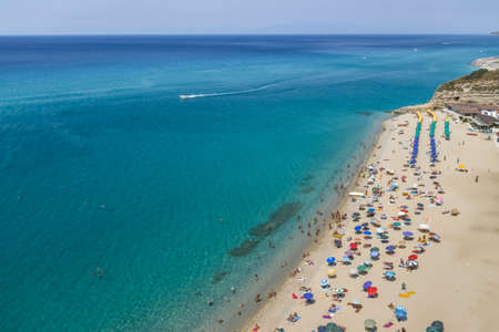 Aerial view of Tropea beach - Tropea, Calabria, Italyの写真素材