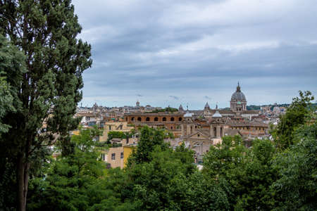 Rome aerial cityscape view from Pincio Hill - Rome, Italyの写真素材