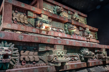 Replica of Teotihuacan Temple at National Museum of Anthropology (National Museum of Anthropology, MNA) - Mexico City, Mexicoのeditorial素材