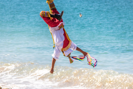 Dance of the Papantla Flyers (Papantla Flyers) - Puerto Vallarta, Jalisco, Mexicoのeditorial素材