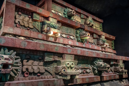 Replica of Teotihuacan Temple at National Museum of Anthropology (National Museum of Anthropology, MNA) - Mexico City, Mexicoのeditorial素材